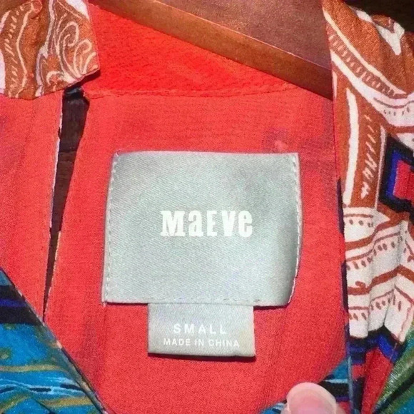 🌷Anthropologie Maeve Larkhill 100% Silk Swing Dress Floral Orange Midi Length S - Picture 7 of 12